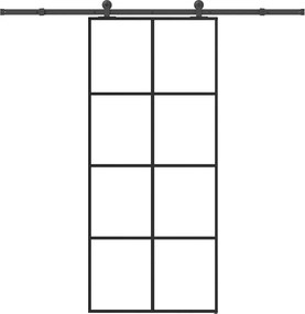 vidaXL ESG üveg és alumínium tolóajtó fémszerelvény-szettel 90x205 cm