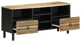 fekete tömör nyers mangófa TV-szekrény 100 x 33,5 x 46 cm