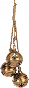 Karácsonyi vintage fém csengettyű hópehely boho zsinóron 60x15 cm