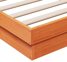 viaszbarna tömör fenyőfa LED.-es ágykeret 90 x 200 cm
