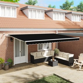 Automatikus Behúzható Napernyő LED-del Fekete 500x300 cm