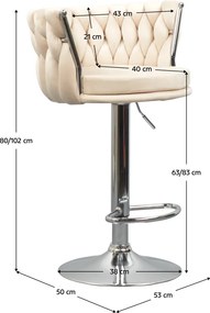 Design bárszék, bézs Velvet szövet/króm, BRIN