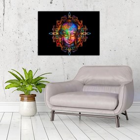 Kép - Buddha mellszobra neon színekben (üvegen) (70x50 cm)