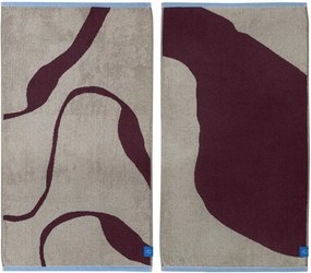 Borvörös-szürkésbézs frottír bio pamut törölköző szett 2 db-os 40x55 cm Nova Arte – Mette Ditmer Denmark