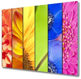 Üveg vágódeszka színes virágok 60x52 cm
