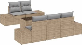 vidaXL Kerti Kanapé Szett párnával 6 pcs Barna és szürke polirattan