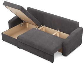 Zeus sarokkanapé, 2 ágyneműtartóval, döntött kartámasz, kordbársony, univerzális oldal, bonell töltet, szürke