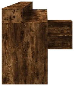 füstös tölgy színű szerelt fa íróasztal LED-ekkel 200x104x91 cm