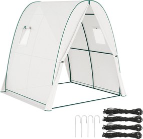 Outsunny Üvegház Roll-up Ajtóval, 2 Ablakkal, Télálló Műanyag Üvegház Acélból, Üvegház Erkélyre, Kertbe, Paradicsomház 180 x 180 x 200 cm, Paradicsom