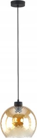 FĂŒggĆ mennyezeti lĂĄmpa 1xE27 110cm Fekete, borostyĂĄn ĂŒveg bĂșrĂĄval