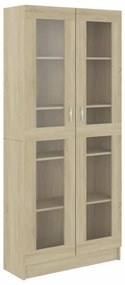 sonoma tölgy színű szerelt fa vitrinszekrény 82,5x30,5x185,5 cm