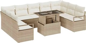 vidaXL Kerti Kanapé Szett tárolóval 10 pcs Bézs Poli rattan