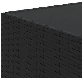 fekete polyrattan négyzet alakú kerti dohányzóasztal 50x50x30cm