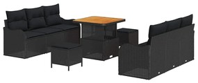 vidaXL Kerti Kanapé Szett párnával tárolóval párnával 9 pcs Fekete