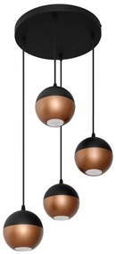 LED Csillár zsinóron MIDWAY 4xGU10/4,8W/230V fekete/réz