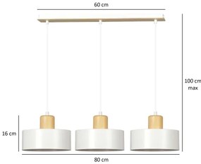 Csillár zsinóron TORIN 3xE27/15W/230V fehér