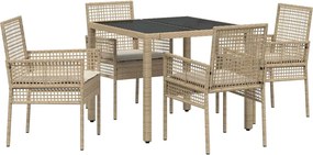 vidaXL Kert étkező szett 5 pcs Bézs polirattan