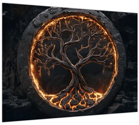 Üveg kép – Életfa lávában I. (70x50 cm)