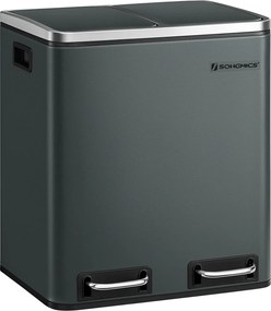 30 literes fém szemetes, 2 x 15 liter hulladékgyűjtő, füst szürke