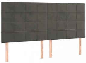 4 db sötétszürke bársony fejtámla 100x5x78/88 cm