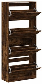 füstös tölgy cipőszekrény 4 kihajtható fiókkal 80x34x187,5 cm