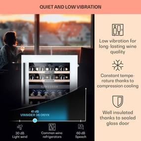 Klarstein Vinsider 36 Quartz Edition, borhűtő, 85 liter, 5 - 22 °C, 2 zóna