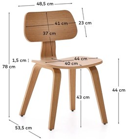 Natúr színű étkezőszék tölgyfa dekorral Gena – Kave Home
