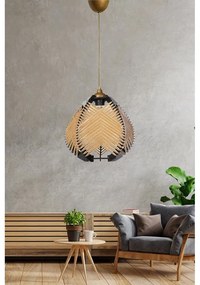 Fekete-bézs függőlámpa textil búrával ø 25 cm – Opviq lights