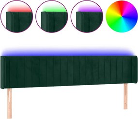 vidaXL sötétzöld bársony LED-es fejtámla 203 x 16 x 78/88 cm