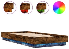 füstös tölgy színű ágykeret LED-világítással 90x200 cm