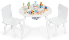 Gyermekbútor, kerek asztal + két szék ECO TOYS - fehér