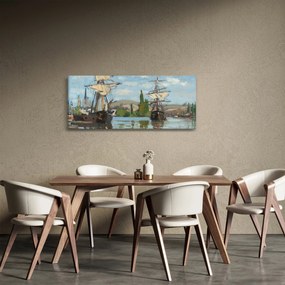 Kép - Claude Monet, Ships Riding on the Seine at Rouen, reprodukciók (120x50 cm)