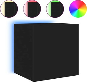 vidaXL fekete fali TV-szekrény LED-világítással 40,5x35x40 cm