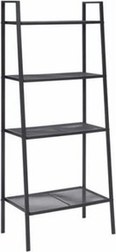 4 polcos fém polcállvány, fekete, ALDEA