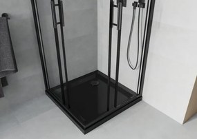 Mexen Rio 90 x 90 cm-es négyzet alakú zuhanykabin, átlátszó, fekete + Flat tálca, fekete - 860-090-090-70-00-4070B