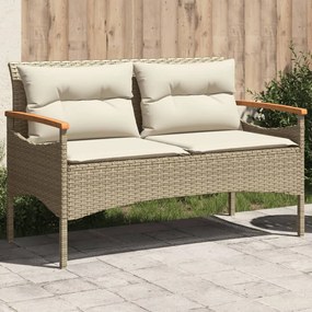 vidaXL bézs polyrattan kerti pad párnával 116 x 62,5 x 74