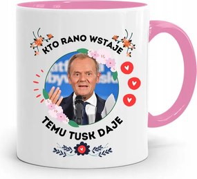 Donald Tusk Rózsaszín Bögre Platform Ajándék fényképes nyomtatással