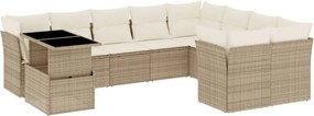 vidaXL 10 részes bézs polyrattan kerti ülőgarnitúra párnával