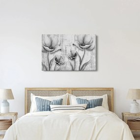 Kép - Fekete-fehér virágok a háttérben (90x60 cm)