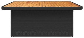 fekete polyrattan és akácfa kerti asztal 110 x 110 x 71 cm