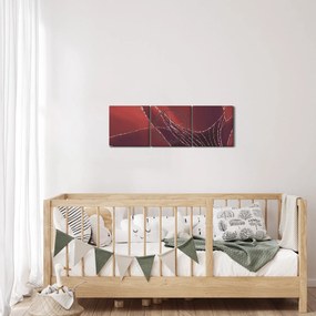 Kép - Piros absztrakt virág N⁰2 (órával) (90x30 cm)