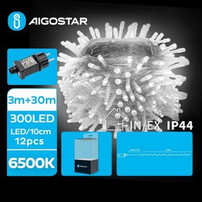Aigostar - Kültéri karácsonyi LED fényfüzér 300xLED/8 funkcióval 33 m IP44 hideg fehér