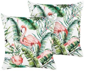 Többszínű flamingós kerti díszpárna kétdarabos szettben 45 x 45 cm ELLERA Beliani