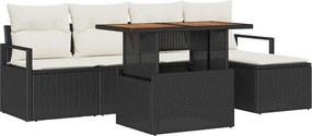 vidaXL Kert étkező szett párnával 6 pcs Fekete és Krém