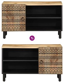 fekete tömör nyers mangófa TV-szekrény 80 x 33,5 x 46 cm
