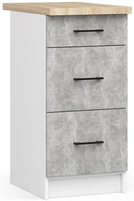 Alsó konyhaszekrény Organo 40 3S (fehér + beton). 1117547
