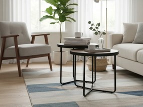 Kisasztalok PENELOPE 2 db-os szett Ø 50 cm, dió dekorációval