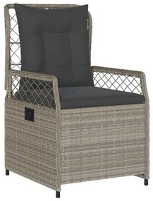 3részes világosszürke polyrattan kerti étkezőgarnitúra párnával