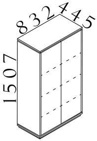 Creator magas szekrény 83,2 x 44,5 x 150,7 cm, antracit / fehér