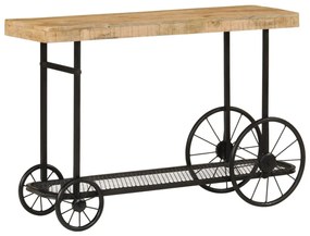 tömör mangófa és vas tálalóasztal 112x36x76 cm